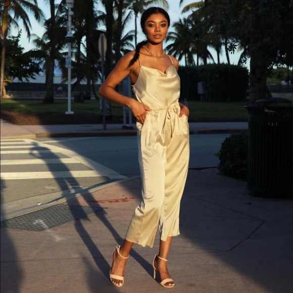 Kittenish Pants - NTW KITTENISH Champagne Jumpsuit